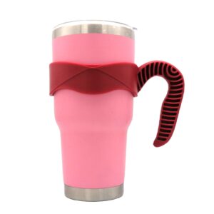 30 oz tumbler handle, anti slip travel mug grip cup holder for vacuum insulated tumblers, suitable for yeti rambler, trail, sic, ozark and more 30 ounce tumbler mugs/car cups accessories (red)