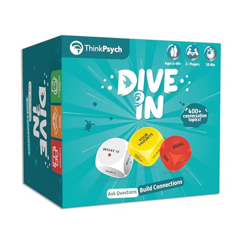 ThinkPsych 400+ Family Conversation Starters Dice & Card Game - Conversation Cards for Ages 6-99 - Best Family Games for Kids and Adults