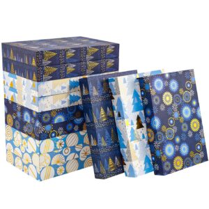 SUNCOLOR 12 Pack 14" Blue Large Christmas Gift Boxes With Lids For Clothes Presents