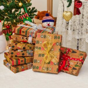 SUNCOLOR 12 Pack 14" Brown Large Christmas Gift Boxes With Lids For Clothes Presents