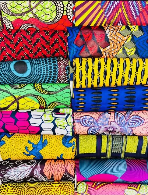 African Ankara Wax Print Fat Quarters Fabric for Small Projects, Craft and Patch Work DIY (20.5 x 16 Inches)