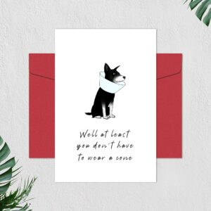 Heollaok Funny Recovery Card for Him Her, Humorous Get Well Soon Card for Friends, Well at Least You Don't Have to Wear a Cone Card, Cute Pug Cone Card