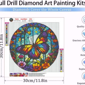 RYMILIE Diamond Painting Kits for Adults - Butterfly Flowers DIY 5D Diamond Art Kits Full Drill Diamond Dots Paintings with Diamonds Gem Art and Crafts Home Decor 12x12inch