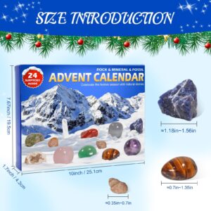 Pukamam Crystal Advent Calendar 2024 Rock Minerals & Fossils Collection 24 Day Christmas Countdown Calendars for Kids Adult