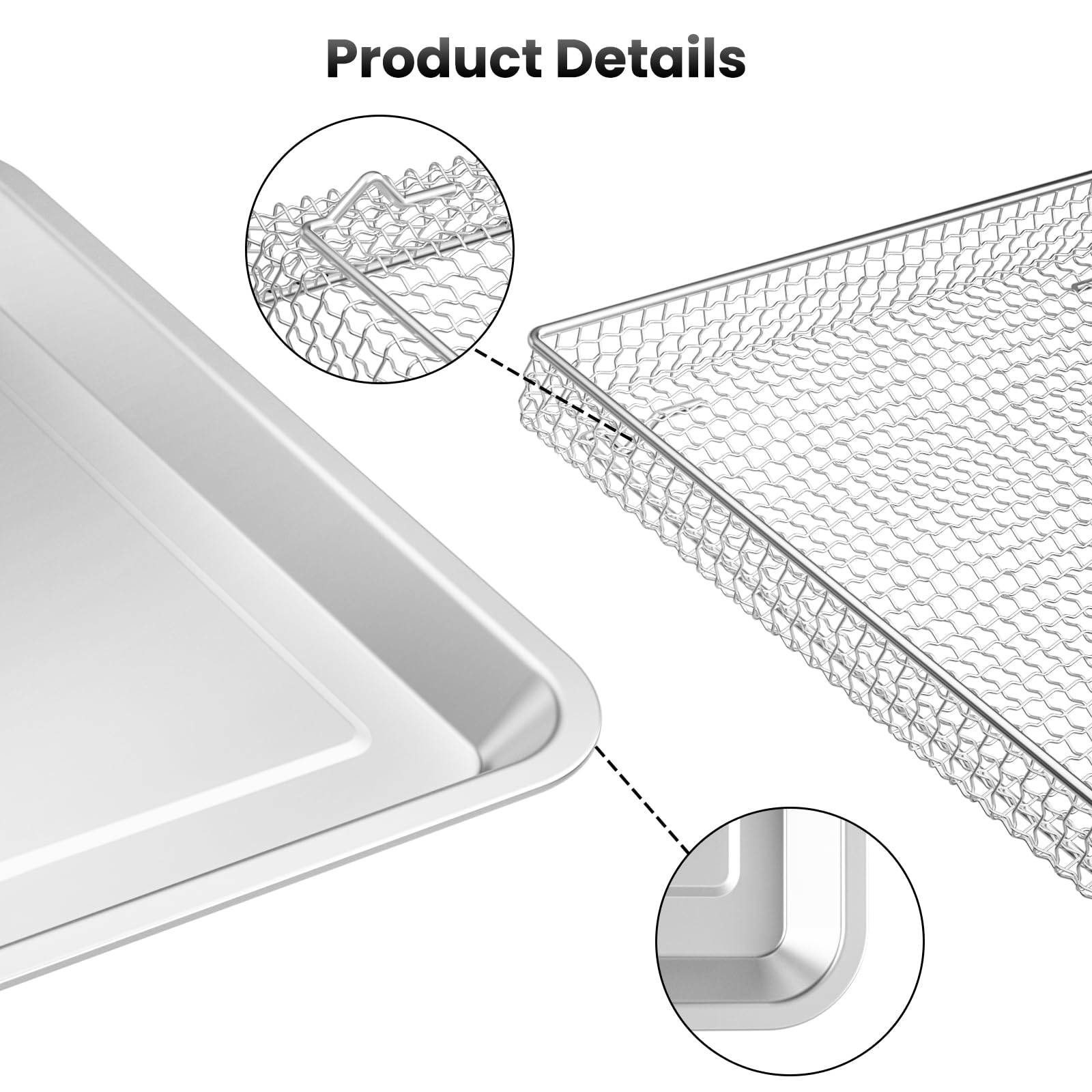 Stainless Steel Baking Tray Pan and Air Fryer Basket Compatible with Cuisinart Airfryer TOA-060 and TOA-065 and TOA-070 (with Cuisinart TOA-060 and TOA-065)