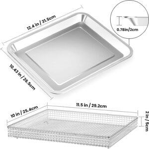 Stainless Steel Baking Tray Pan and Air Fryer Basket Compatible with Cuisinart Airfryer TOA-060 and TOA-065 and TOA-070 (with Cuisinart TOA-060 and TOA-065)