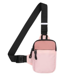 long keeper mini sling bag - men women small waterproof crossbody bag casual phone chest bag for travelling hiking (pink)
