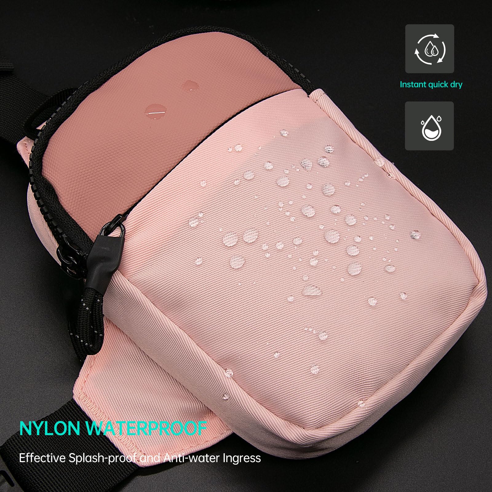 Long Keeper Mini Sling Bag - Men Women Small Waterproof Crossbody Bag Casual Phone Chest Bag for Travelling Hiking (Pink)