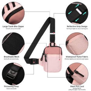 Long Keeper Mini Sling Bag - Men Women Small Waterproof Crossbody Bag Casual Phone Chest Bag for Travelling Hiking (Pink)