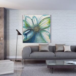 V-inspire Art,36x36 Inches Modern Abstract Hand Painted Acrylic Oil Painting for Living room Bedroom Wall Art Canvas Art Wall Colorful Flower Square Wood Frame Palette Knife Painter Ready to Hang