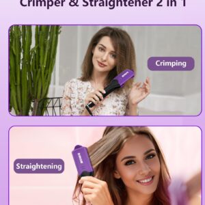 DSHOW Hair Crimper for Women with 4 Interchangeable Plates, Crimper Hair Iron Volumizing Flufft Hairstyle Crimping Iron for Hair with 5 Heat Settings & 60 Min Auto Off