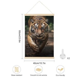 Tiger Magnetic Hanger Poster, 16x24 Inch King of The Forest Tiger Canvas Painting, Lightweight Wooden Magnet Frame for Poster, Prints, Photos, Maps, Oil Painting And Canvas Artwork