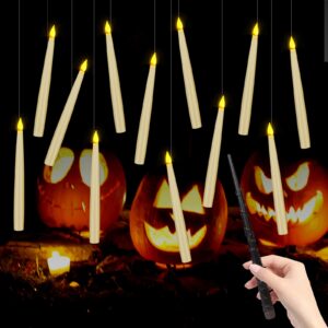 12 Home Decoration Floating Candles with Magic Wand Remote, Flameless Taper Ccandles Warm Light Flickering,Witch Wizard Hanging Candles Lights for Harry Potter Gift Birthday Party Home Room Decor