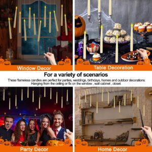 12 Home Decoration Floating Candles with Magic Wand Remote, Flameless Taper Ccandles Warm Light Flickering,Witch Wizard Hanging Candles Lights for Harry Potter Gift Birthday Party Home Room Decor