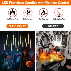 12 Home Decoration Floating Candles with Magic Wand Remote, Flameless Taper Ccandles Warm Light Flickering,Witch Wizard Hanging Candles Lights for Harry Potter Gift Birthday Party Home Room Decor