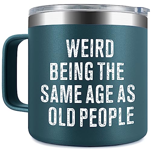 Birthday Gifts for Men Women - 14oz Coffee Tumbler Mug - Unique Funny Gift Ideas for Dad Father Husband Grandpa Him 30th 40th 50th 60th 70th 80th from Daughter Son Friends