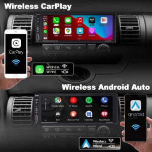 [Wireless] Alondy Single Din Car Stereo,Compatible with Wireless Apple CarPlay Android Auto,Type-C USB,6.9" Touchscreen,Mirror Link,Backup Camera,Bluetooth Voice Control DSP AM/FM Radio