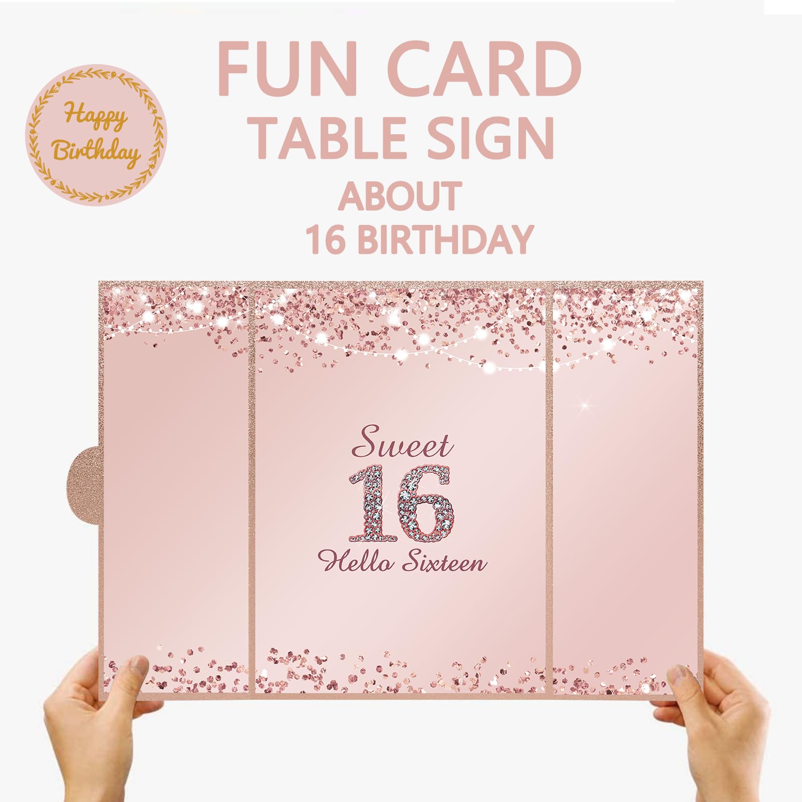 Vlipoeasn Sweet 16 Birthday Guest Book Alternative, Rose Gold Sweet 16 Birthday Decorations for Girl, 16th Birthday Party Signature Book, 16 Year Old Birthday Gifts for Girls