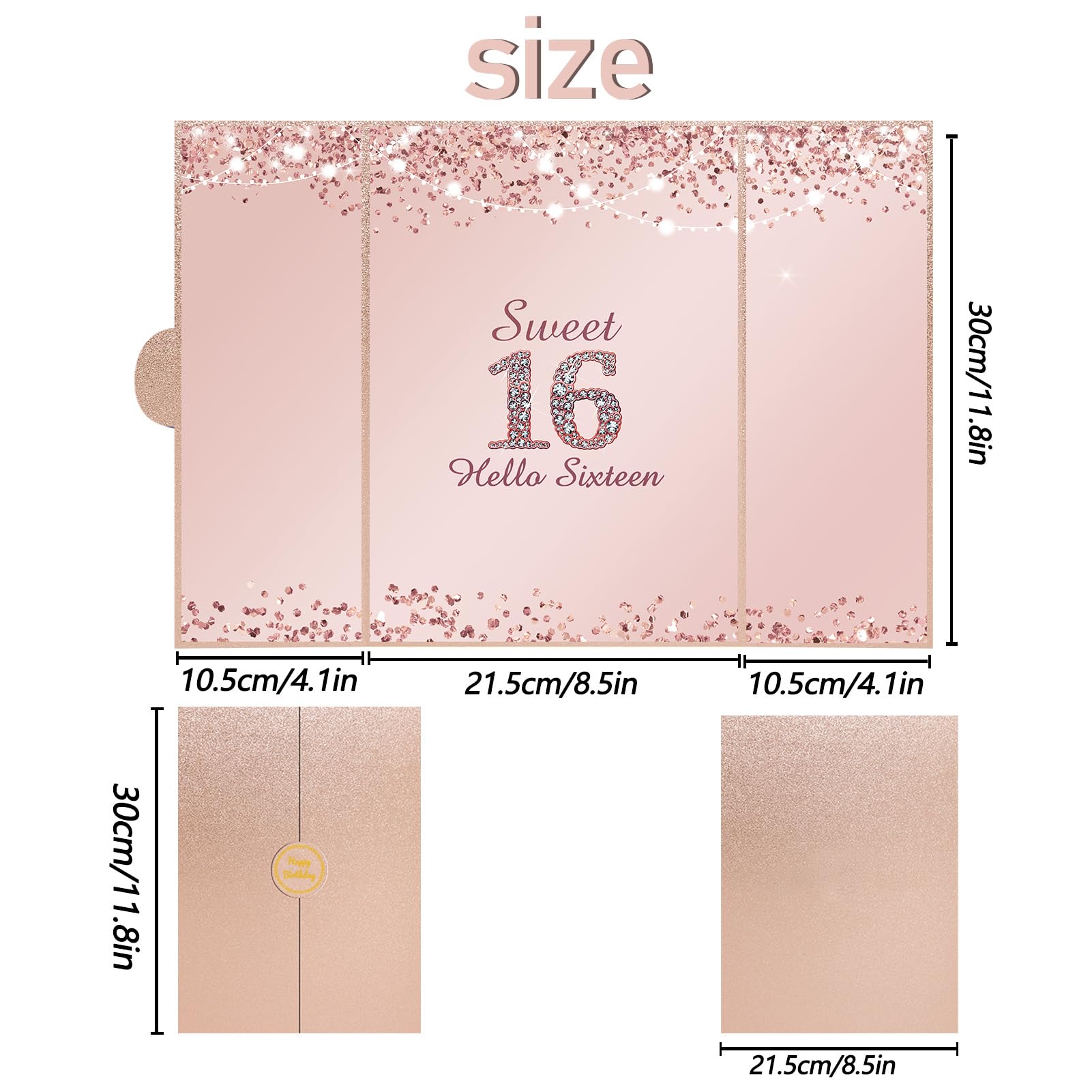 Vlipoeasn Sweet 16 Birthday Guest Book Alternative, Rose Gold Sweet 16 Birthday Decorations for Girl, 16th Birthday Party Signature Book, 16 Year Old Birthday Gifts for Girls