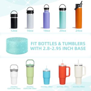 Vmini Protective Glitter Silicone Boot, Compatible with Stanley Tumbler 20-40oz & Hydro Flask Water Bottle 12-24oz and More Bottles/Tumblers with 2.8-2.95in Bottom, Bling Anti-Slip Sleeve Cover