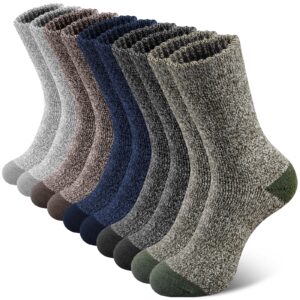 simiya 5 pairs merino wool socks mens, super thick mens hiking socks thermal wool socks for cold weather(7-13)