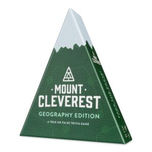 mount cleverest - geography edition | true or false trivia game | fun family card game for adults & kids | party games for kids birthday | travel games | gift for boys and girls | stocking filler