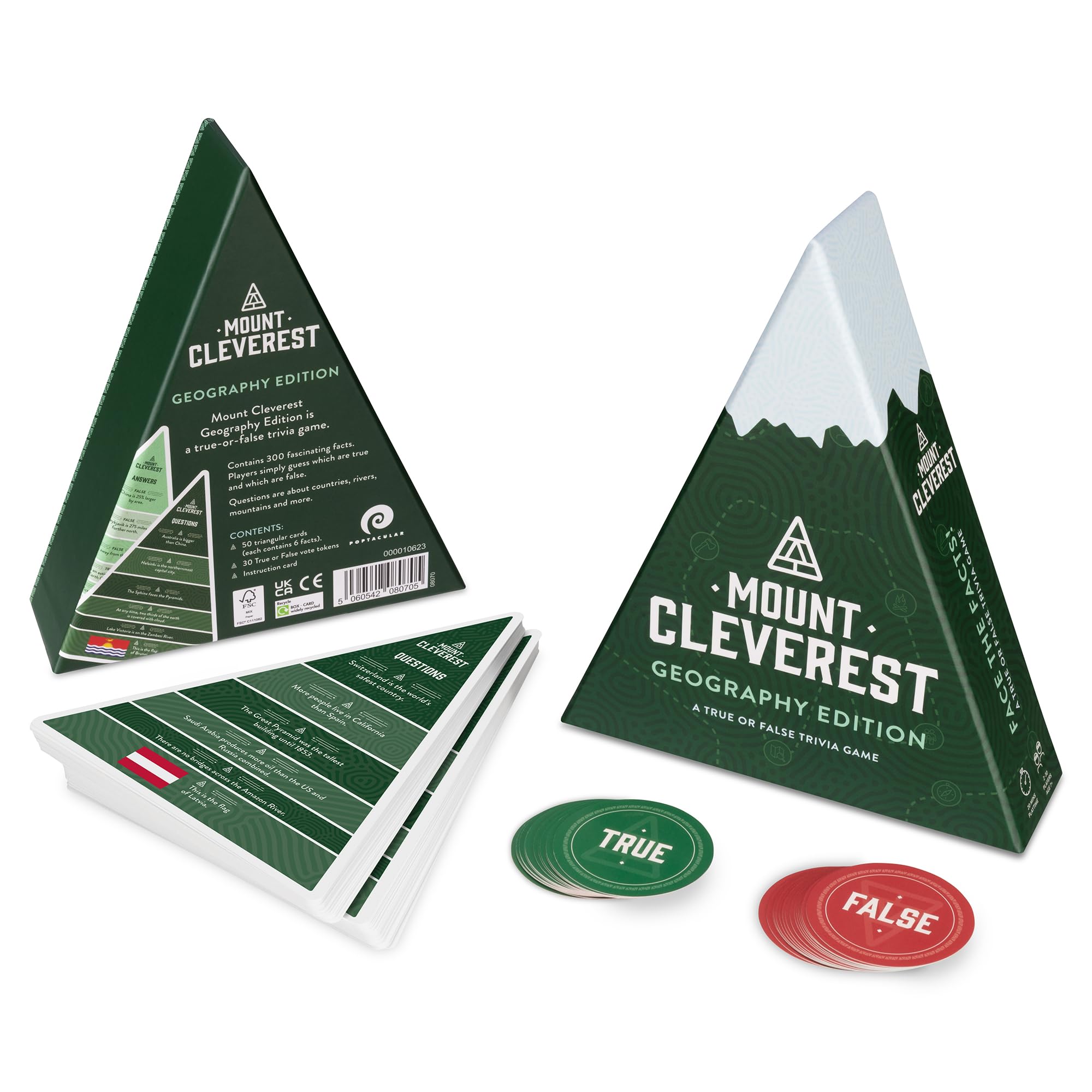 MOUNT CLEVEREST - Geography Edition | True or False Trivia Game | Fun Family Card Game for Adults & Kids | Party Games for Kids Birthday | Travel Games | Gift for Boys and Girls | Stocking Filler