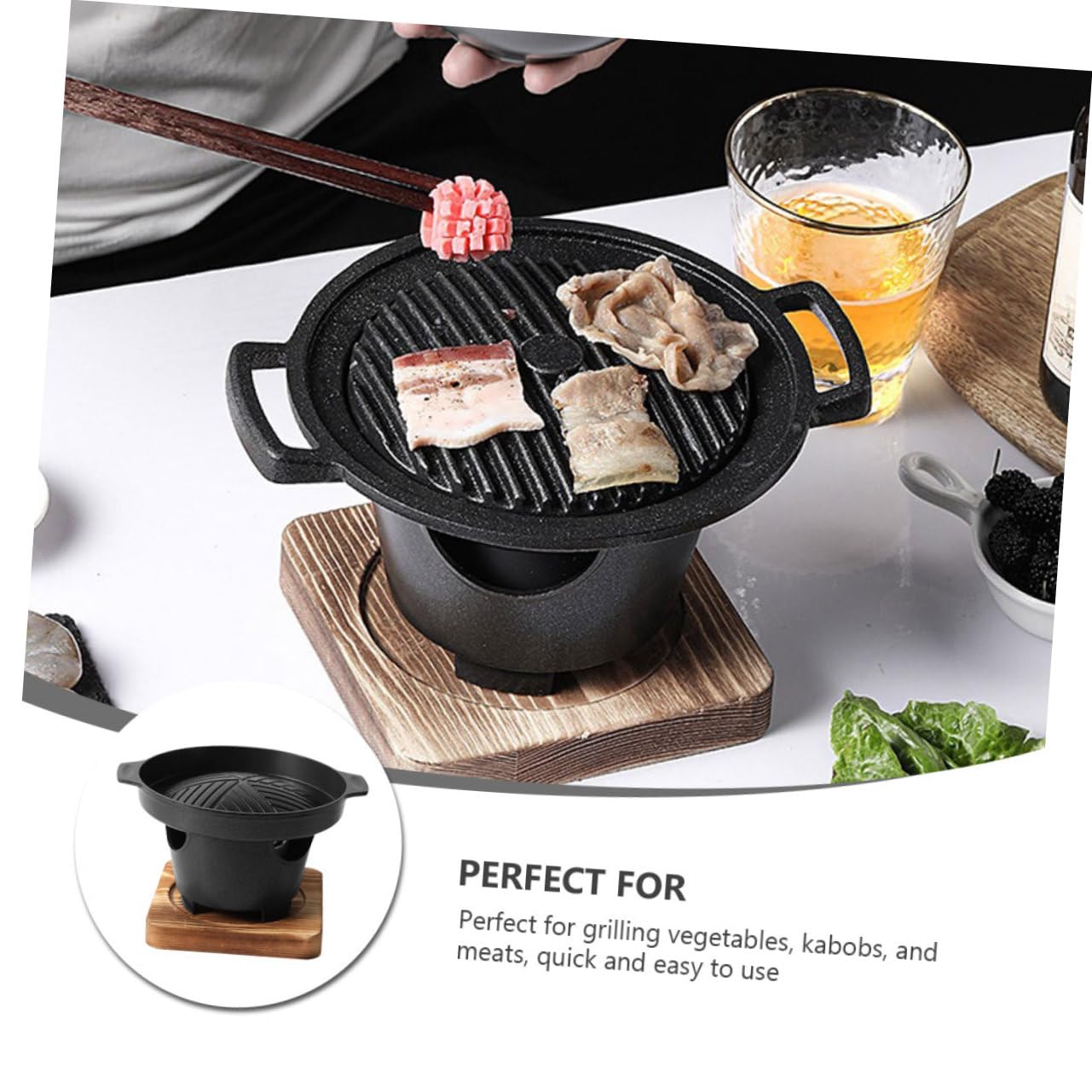 Didiseaon 3 Sets Grill Roasting Oven Outdoor Charcoal Korean BBQ Barbecue Serving Pan Fish Barbecue Pan Baking Oven Barbecue Plate Small Charcoal Stove Roaster South Korea Indoor Aluminum