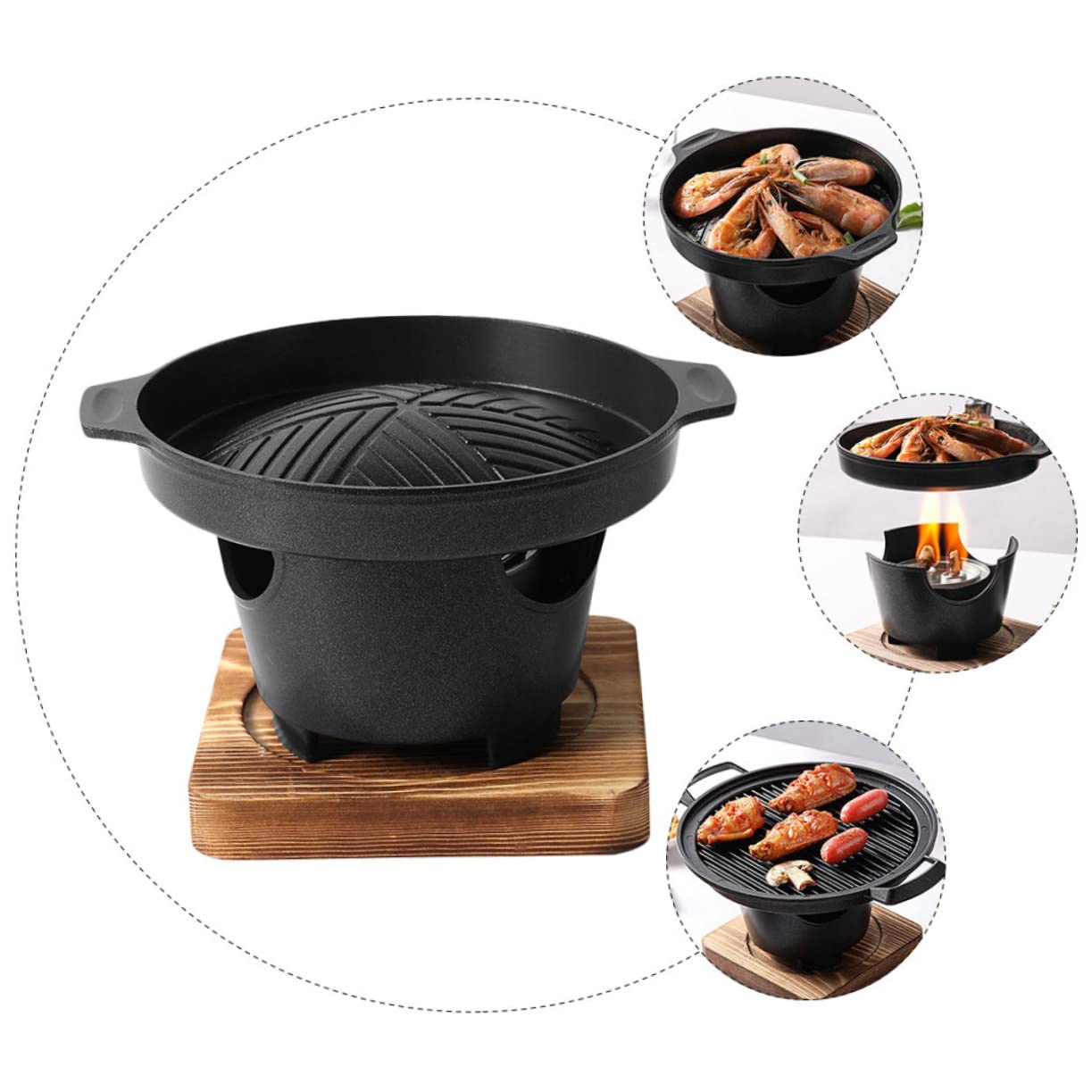 Didiseaon 3 Sets Grill Roasting Oven Outdoor Charcoal Korean BBQ Barbecue Serving Pan Fish Barbecue Pan Baking Oven Barbecue Plate Small Charcoal Stove Roaster South Korea Indoor Aluminum