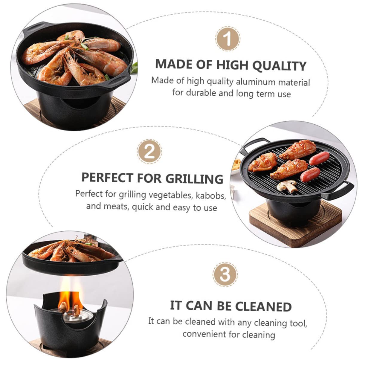 Didiseaon 3 Sets Grill Roasting Oven Outdoor Charcoal Korean BBQ Barbecue Serving Pan Fish Barbecue Pan Baking Oven Barbecue Plate Small Charcoal Stove Roaster South Korea Indoor Aluminum