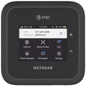 netgear nighthawk m6 pro, 5g and 4g lte mobile hotspot router with 2.8 inch touchscreen, ethernet, wi-fi 6e, up to 32-devices (at&t unlocked for global, verizon, t-mobile) mr6500 (black) (renewed)