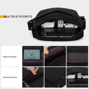 Small Crossbody Bag for Men, Canvas Messenger Shoulder Side Bag Travel Purse Mens Chest Bag for Casual Work Compatible with iPad Air 10.5, Black