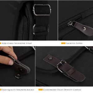 Small Crossbody Bag for Men, Canvas Messenger Shoulder Side Bag Travel Purse Mens Chest Bag for Casual Work Compatible with iPad Air 10.5, Black