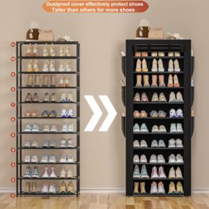 OYREL Large Shoe Rack, Black, 6 Side Pockets, 23.6" Wide x 11.4" Deep x 68.9" Tall, 36-41 Pairs of Shoes