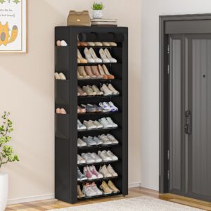 OYREL Large Shoe Rack, Black, 6 Side Pockets, 23.6" Wide x 11.4" Deep x 68.9" Tall, 36-41 Pairs of Shoes