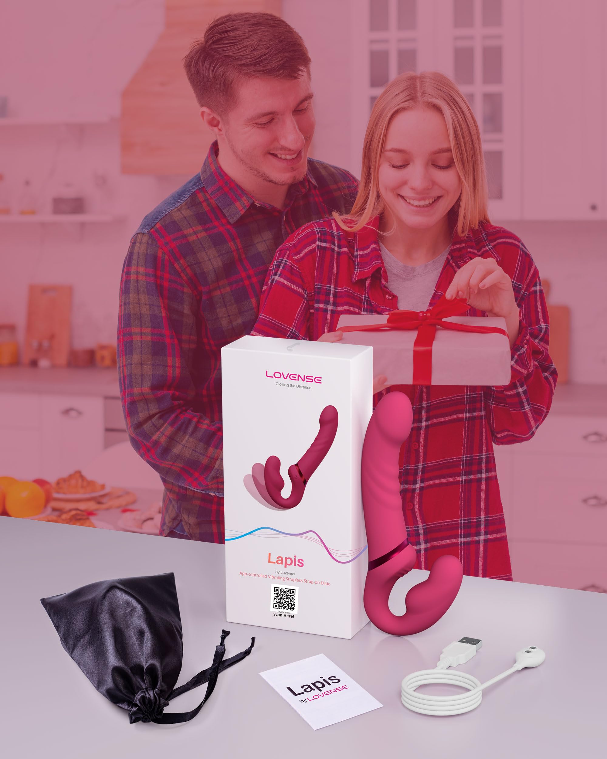 LOVENSE Lapis Strapless Strap on Dildos Double-Ended G Spot Vibrator with Flexible Bulb Vibrating Butt Plug Adult Toy & Game Remote Control Clitoral Stimulator Sex Toys for Women Lesbian Couple