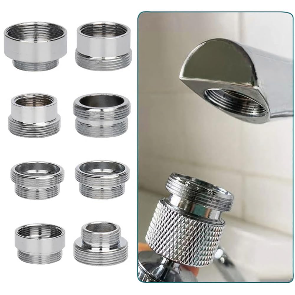 Faucet Water Aerator Adapter, Brass Tap Water Filter Aerator Connector, 24mm to 22mm NPT Thread Adapter (Male to Male)