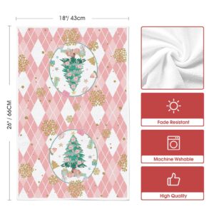 Artoid Mode Pink Nutcrackers Tree Christmas Kitchen Towels Dish Towels, 18x26 Inch Seasonal Winter Xmas Decoration Hand Towels Set of 2