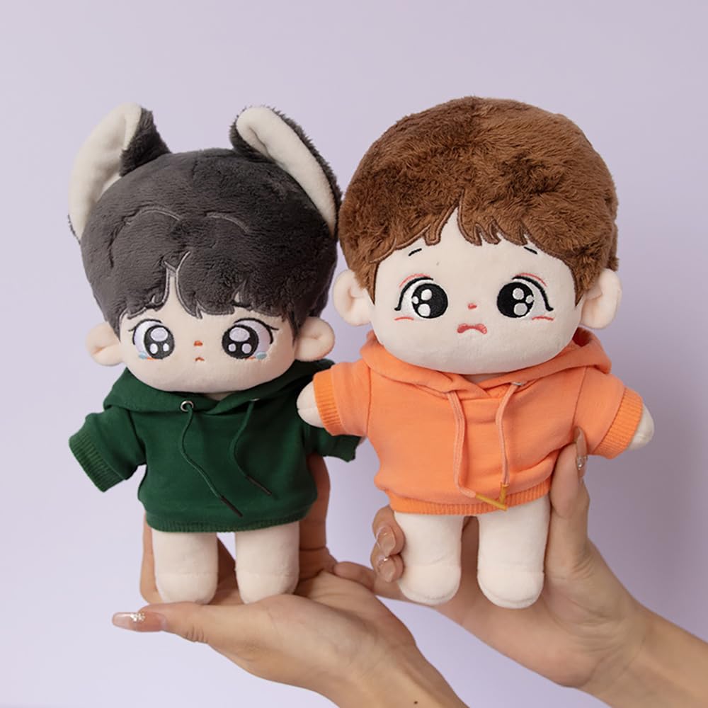 niannyyhouse 20cm Plush Doll Clothes Elastic Solid Sportswear Suits Hoodie Pants Soft Stuffed Plush Toy Dress Up Accessories (red, 20cm)