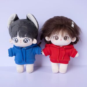 niannyyhouse 20cm Plush Doll Clothes Elastic Solid Sportswear Suits Hoodie Pants Soft Stuffed Plush Toy Dress Up Accessories (red, 20cm)