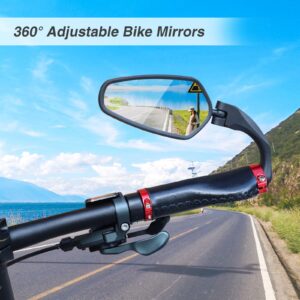 MAKELEN Bike Mirror Adjustable and Rotatable Rearview Mirror Universal Left and Right Handlebar for E-Bike and Mountain Bike Long