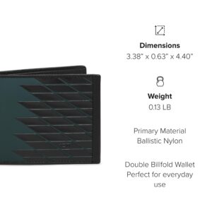 TUMI - Alpha Double Billfold - Ballistic Nylon Wallet - Secure, Durable Wallet - Hidden Card Pocket - 3.4" X 4.4" X 0.6" - Dark Green