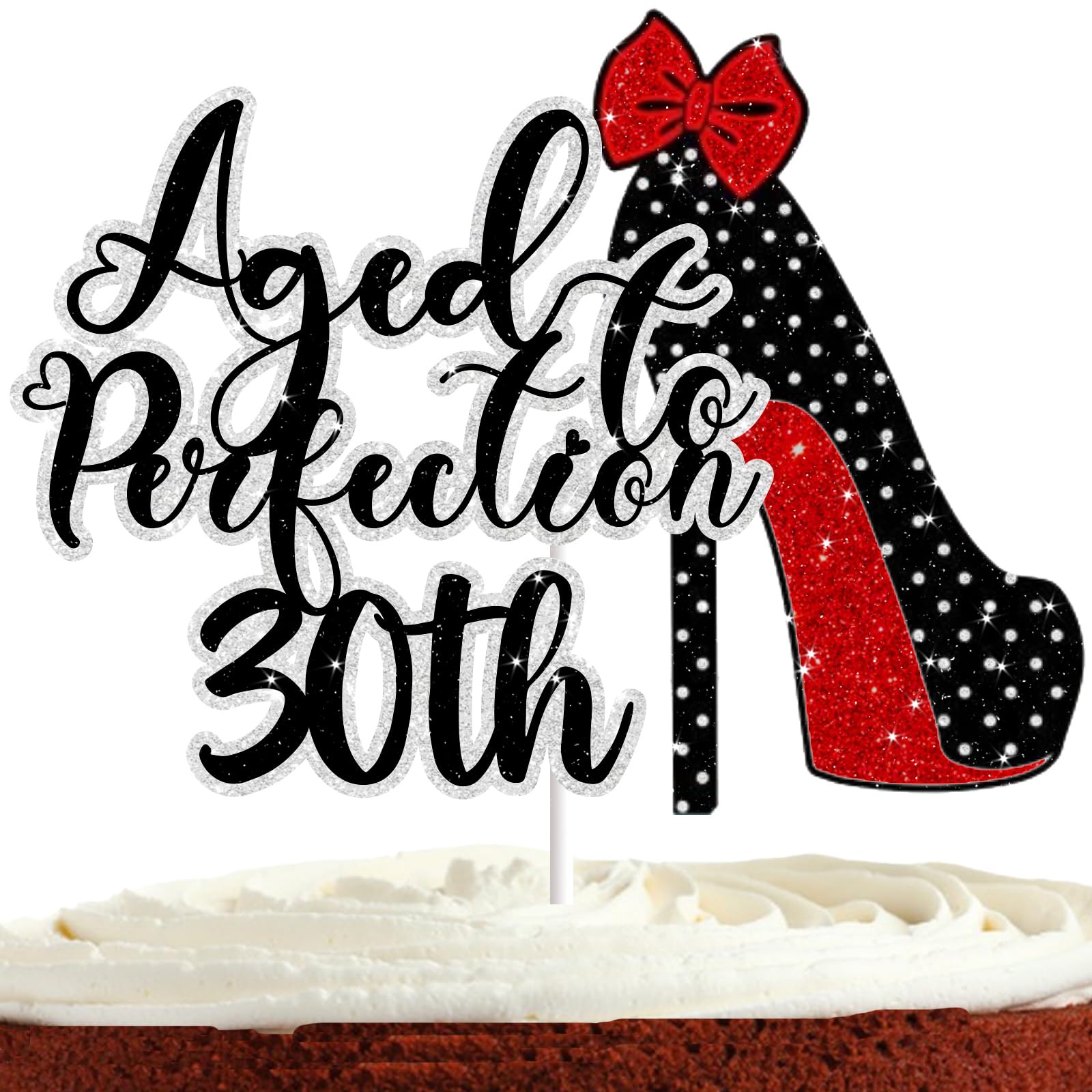 30th Birthday Cake Topper for Women Her Thirty and Fabulous Aged Perfection to 30th Birthday Party Decorations Supplies Cheer to Dirty 30 Cake Decorations