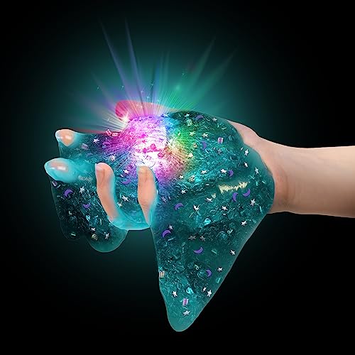 So Slime Light-Up Cosmic Crunch 3pk; Slime Activated Light will Glow and Change Colors; Illuminated Slime; Included 3 Premade Slimes with Reusable Containers, Confetti Decorations, and an LED light