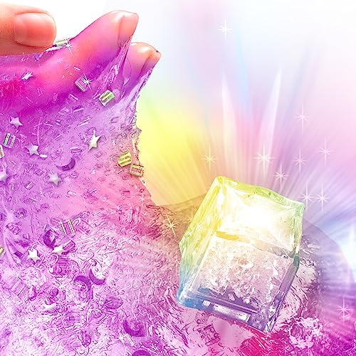 So Slime Light-Up Cosmic Crunch 3pk; Slime Activated Light will Glow and Change Colors; Illuminated Slime; Included 3 Premade Slimes with Reusable Containers, Confetti Decorations, and an LED light