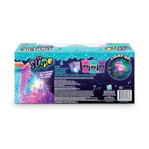 So Slime Light-Up Cosmic Crunch 3pk; Slime Activated Light will Glow and Change Colors; Illuminated Slime; Included 3 Premade Slimes with Reusable Containers, Confetti Decorations, and an LED light