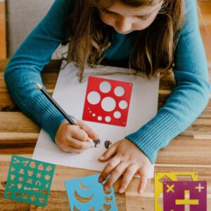 20pcs Drawing Stencils for Kids, Geometric Shapes Stencils 5 Colors Simple Stencils for Painting Cute Patterns Design Drawing Template Set for Kids DIY Craft