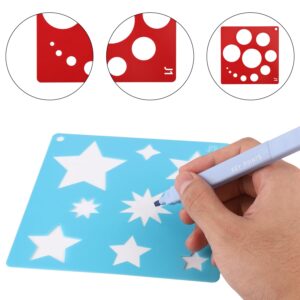 20pcs Drawing Stencils for Kids, Geometric Shapes Stencils 5 Colors Simple Stencils for Painting Cute Patterns Design Drawing Template Set for Kids DIY Craft