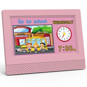 Kids Digital Alarm Clock Colorful, 7" Large LED Time Display Children's Sleep Trainer, Eye-Caring Digital Clock for Girls Boys Bedrooms Bedside, 17 Alarm Clock Settings Easy to Use Kids Birthday Gift