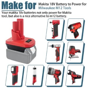 BTRUI for Milwaukee M12 Battery Adapter, Convert for Makita 18V Battery to for Milwaukee M12 12V Battery Tools